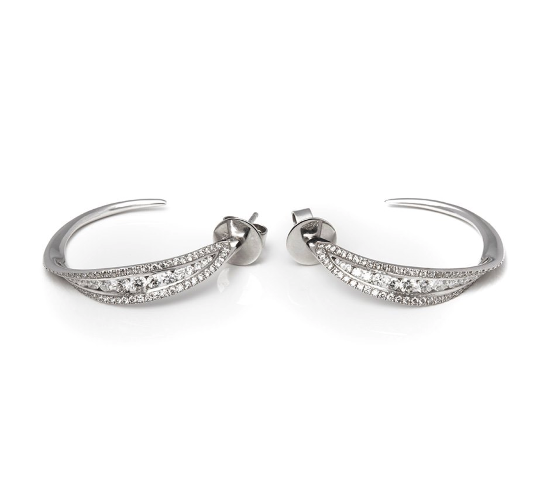 Mappin & Webb 18k White Gold Diamond Hoop Earrings - Bild 12 aus 12