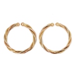 Cartier 18k Yellow, White & Rose Gold Trinity Hoop Earrings