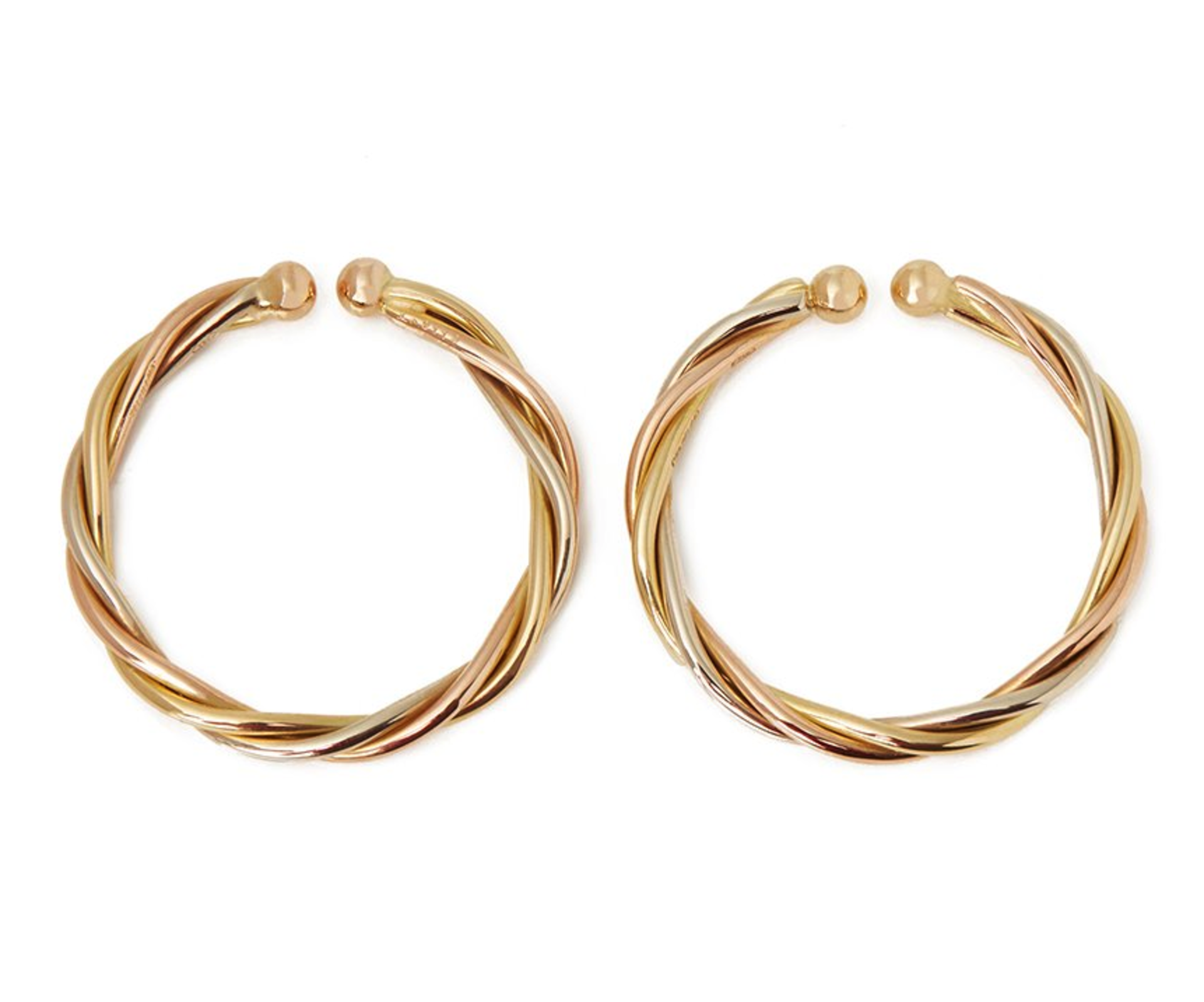 Cartier 18k Yellow, White & Rose Gold Trinity Hoop Earrings