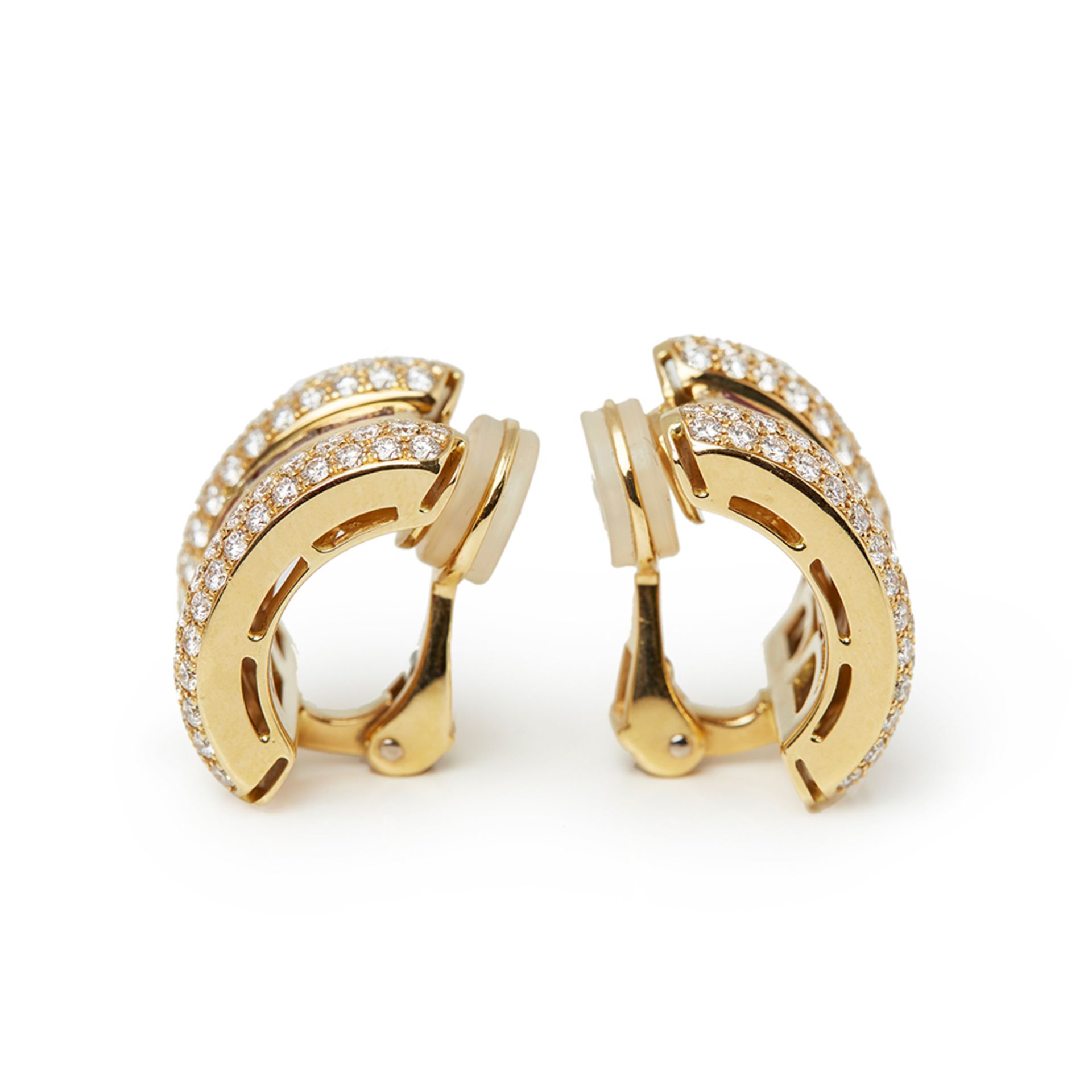 Chopard 18k Yellow Gold Ruby & Diamond La Strada Earrings - Image 3 of 9