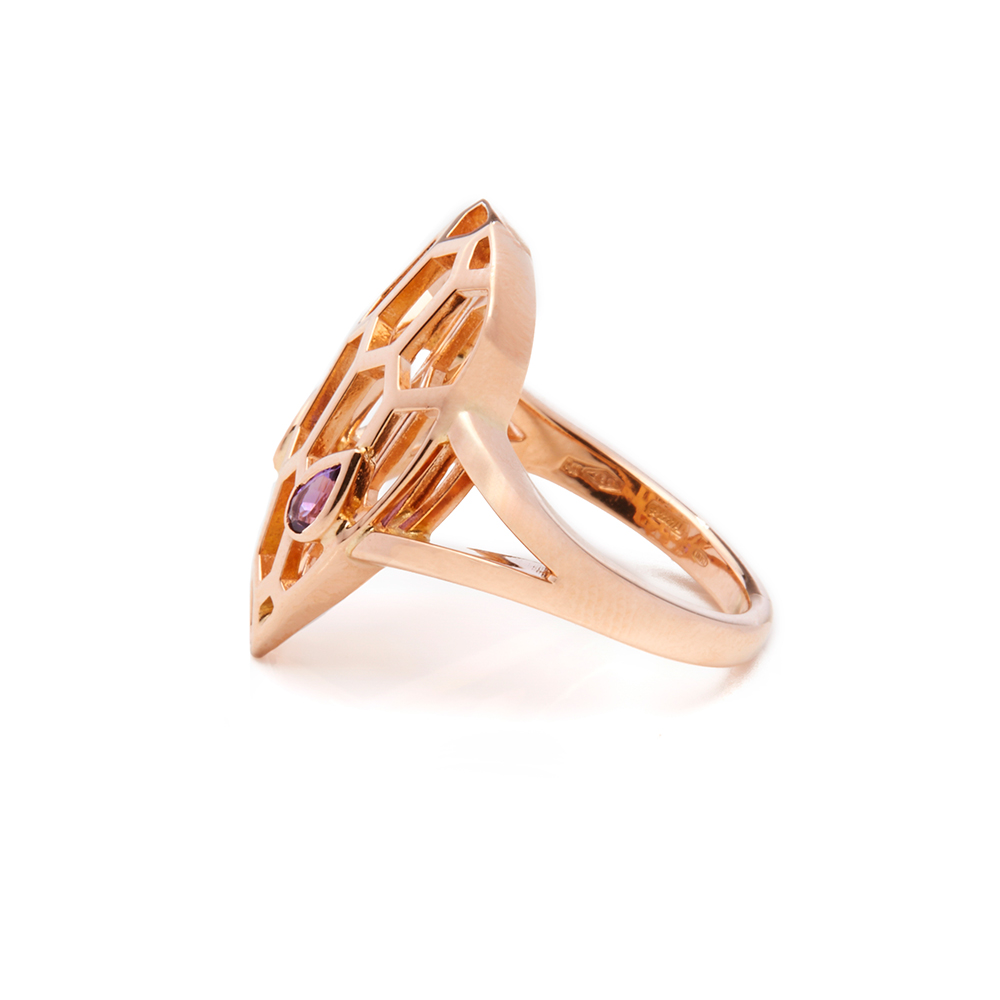 Bulgari 18k Rose Gold Serpenti Amethyst Ring - Image 4 of 8