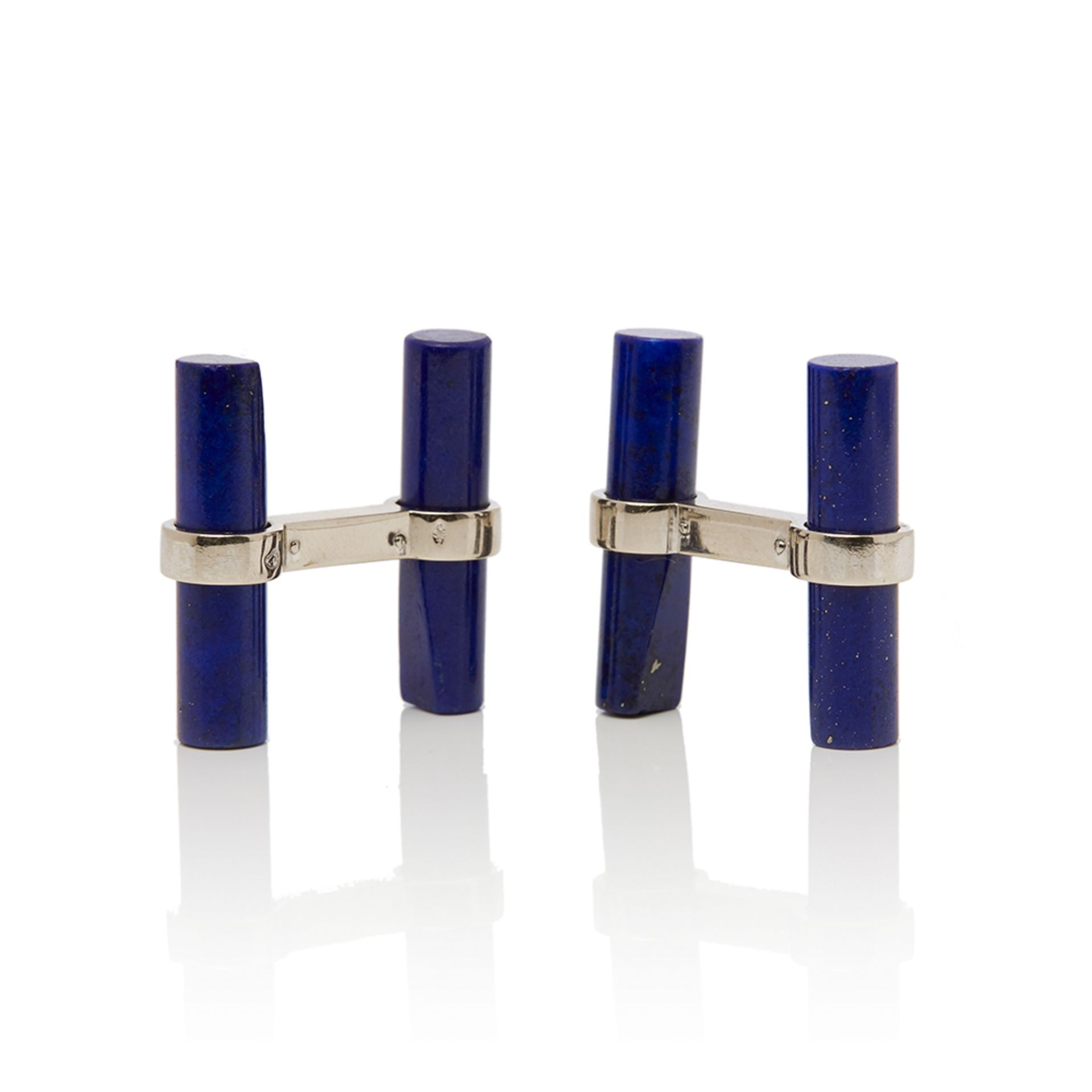 Cartier 18k White Gold Lapis Lazuli Baton Cufflinks - Bild 9 aus 10