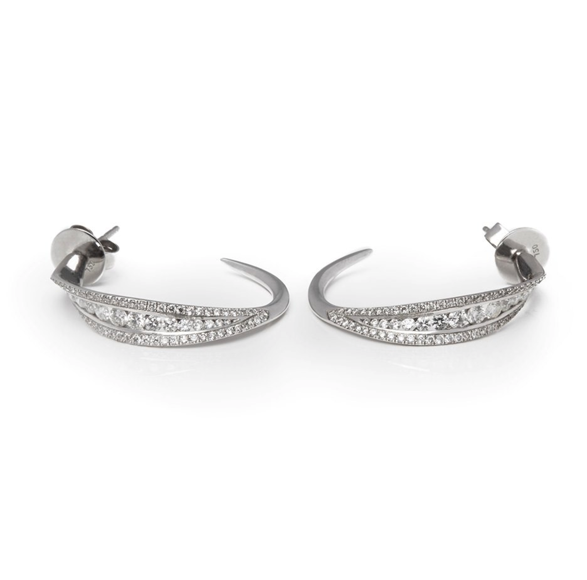 Mappin & Webb 18k White Gold Diamond Hoop Earrings - Image 3 of 12