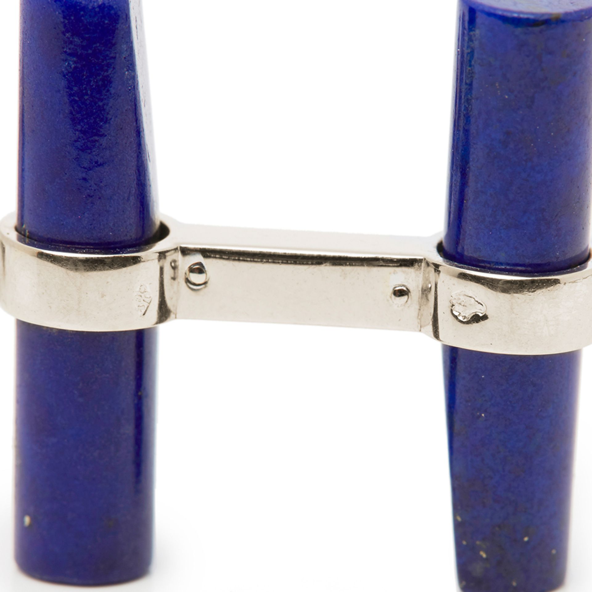 Cartier 18k White Gold Lapis Lazuli Baton Cufflinks - Image 6 of 10