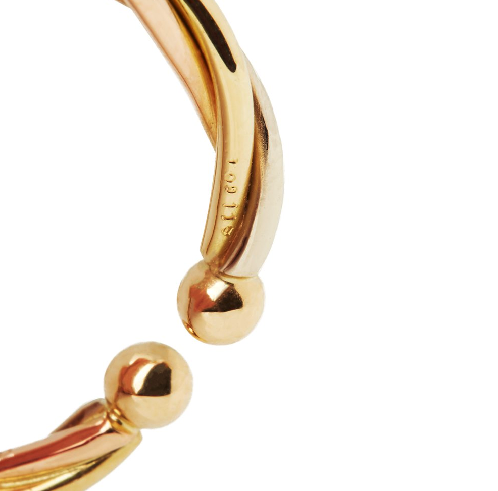 Cartier 18k Yellow, White & Rose Gold Trinity Hoop Earrings - Image 2 of 6