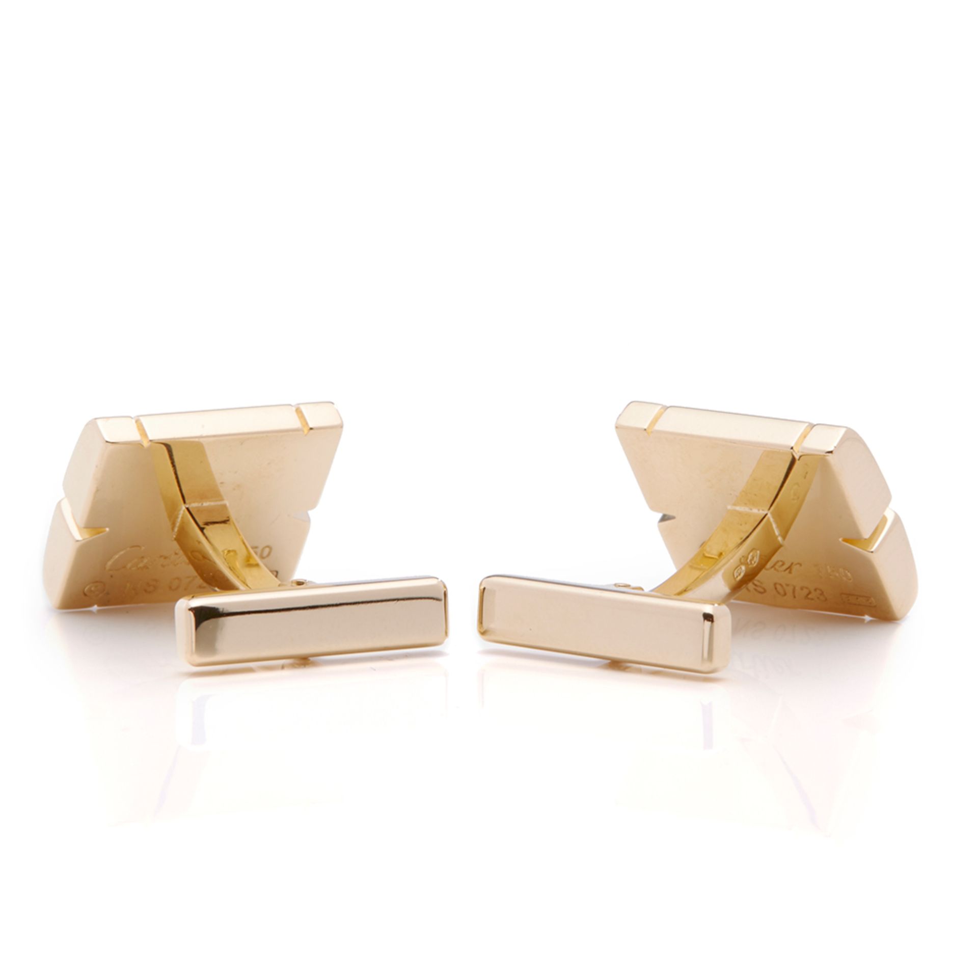 Cartier 18k Yellow Gold Diamond Tank Francaise Cufflinks - Image 5 of 8