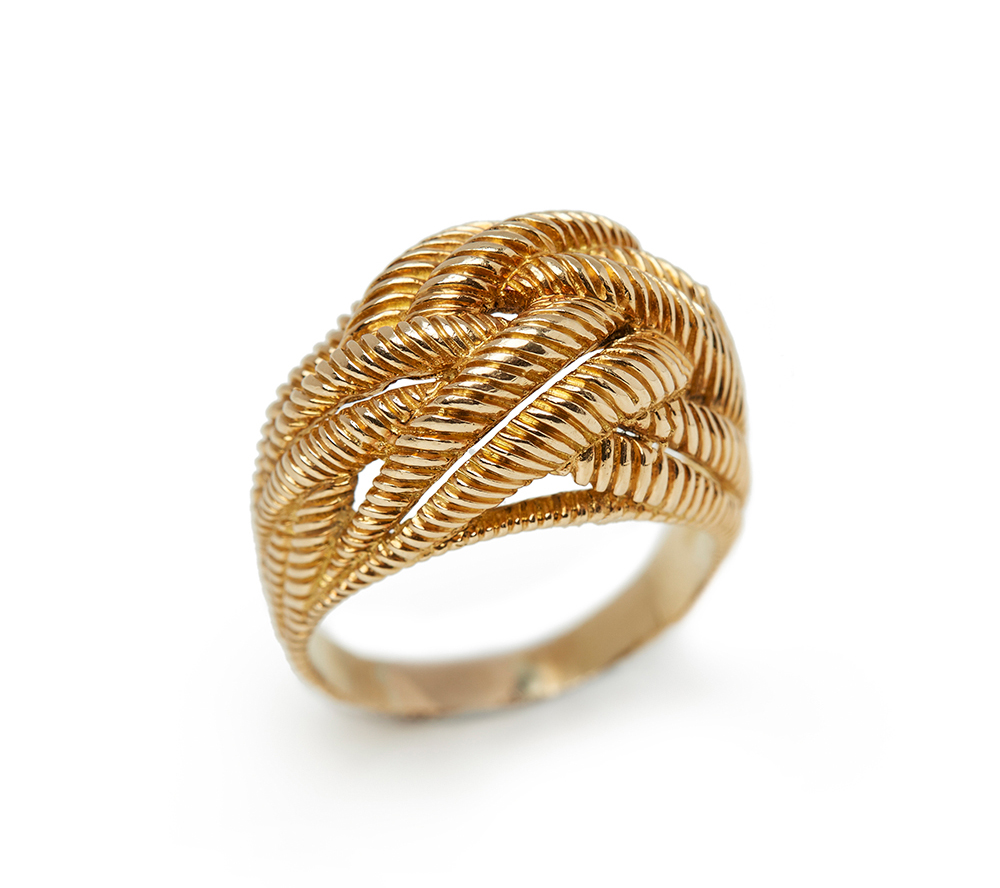 Van Cleef & Arpels 18k Yellow Gold Rope Twist Bombé Ring