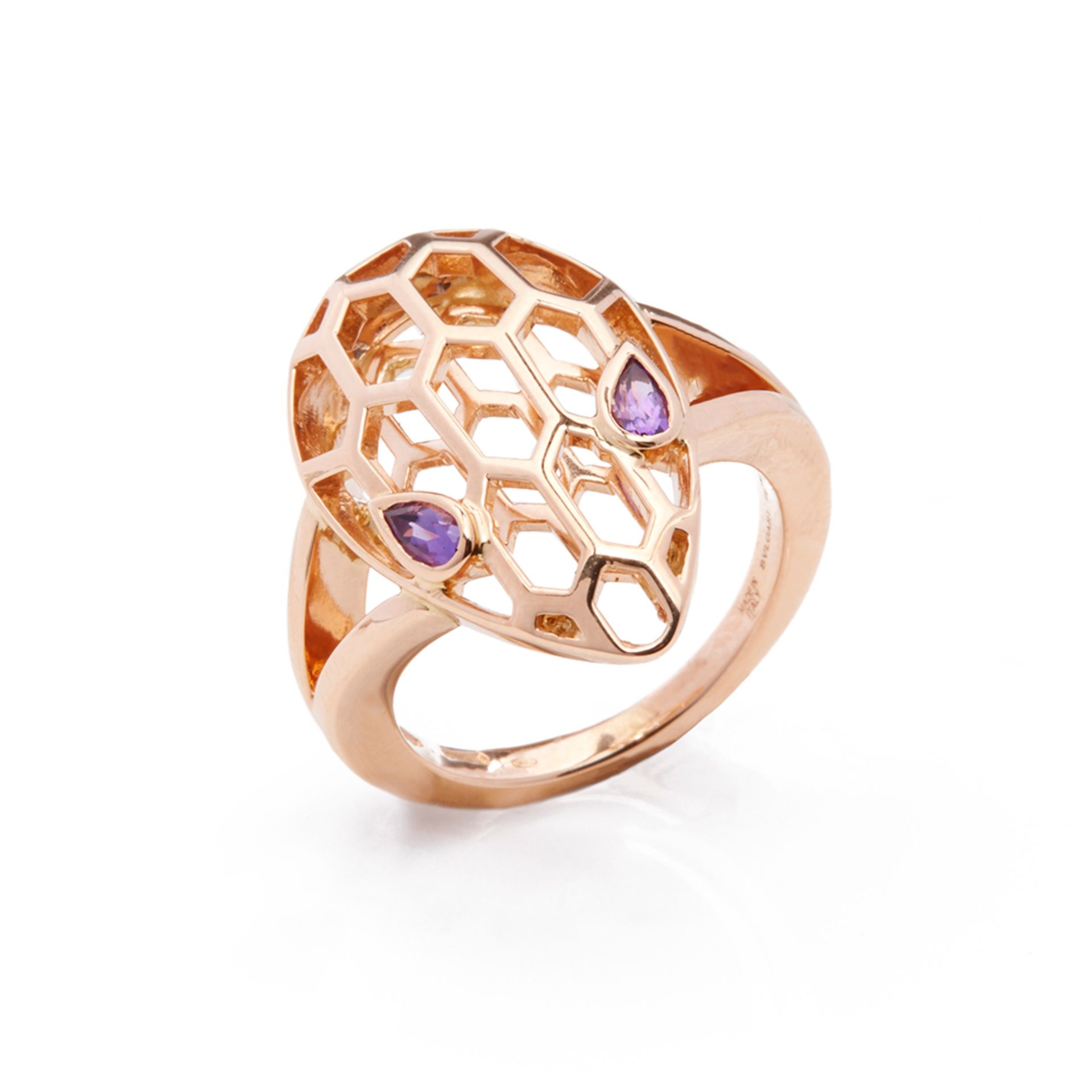 Bulgari 18k Rose Gold Serpenti Amethyst Ring - Image 6 of 8