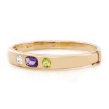 Chanel 18k Yellow Gold Amethyst Peridot Baroque Bracelet