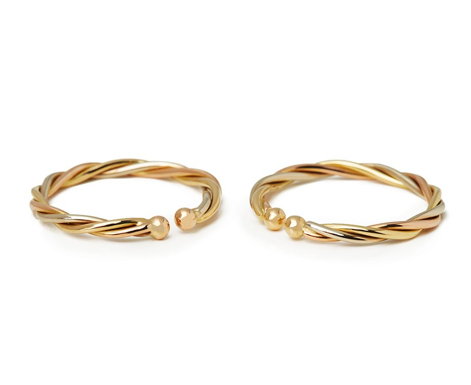 Cartier 18k Yellow, White & Rose Gold Trinity Hoop Earrings - Image 6 of 6
