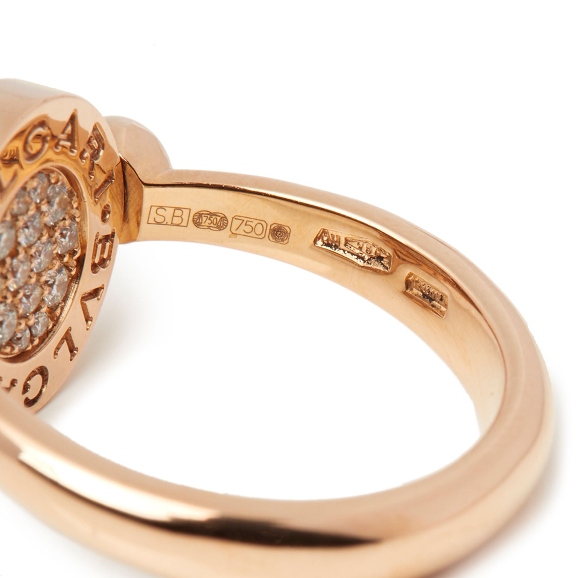 Bulgari 18k Rose Gold Diamond Flip Ring - Bild 8 aus 10