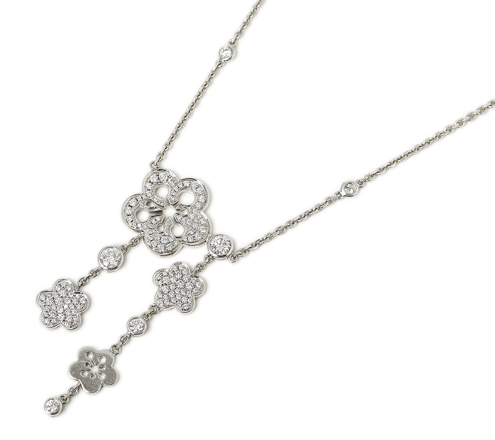 Boodles 18k White Gold Diamond Blossom Necklace