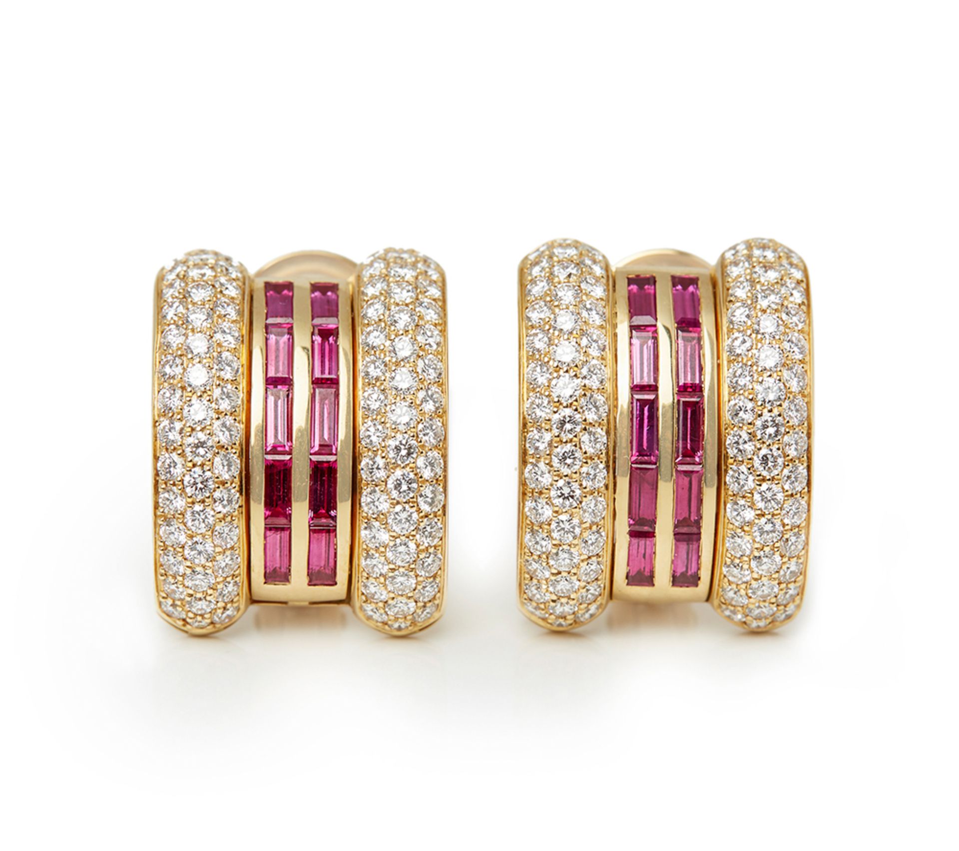 Chopard 18k Yellow Gold Ruby & Diamond La Strada Earrings