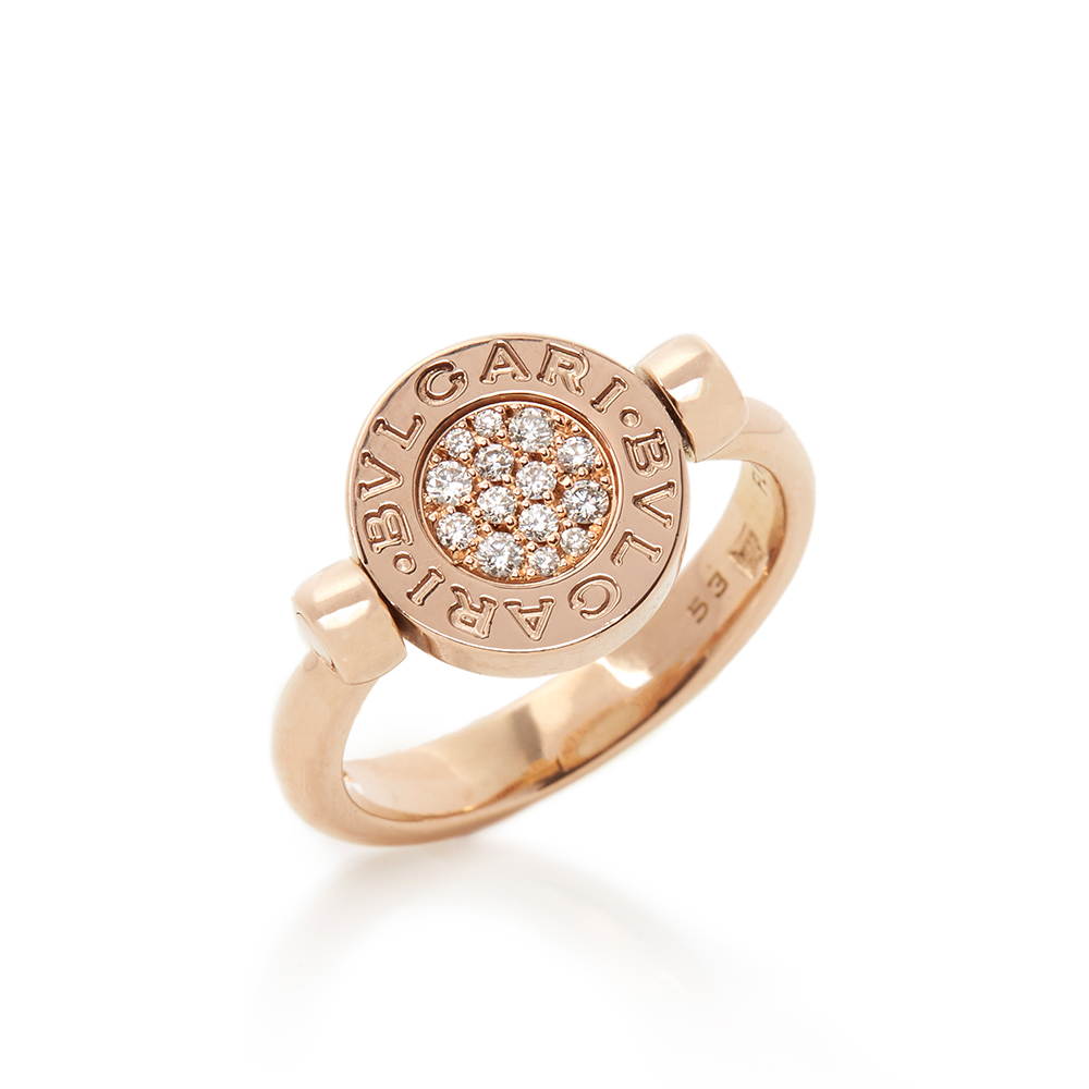 Bulgari 18k Rose Gold Diamond Flip Ring