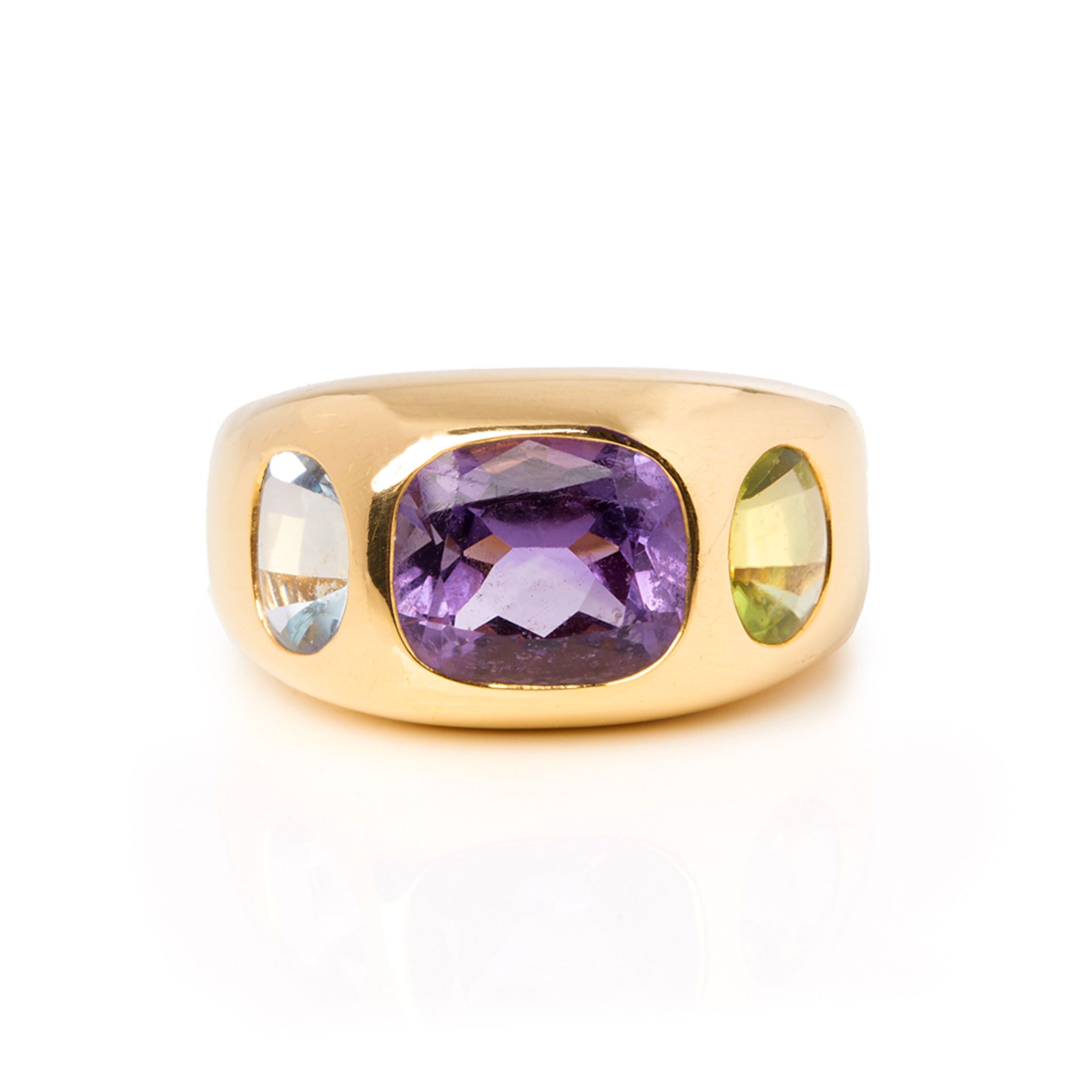 Chanel 18k Yellow Gold Amethyst Peridot Baroque Ring - Bild 2 aus 8