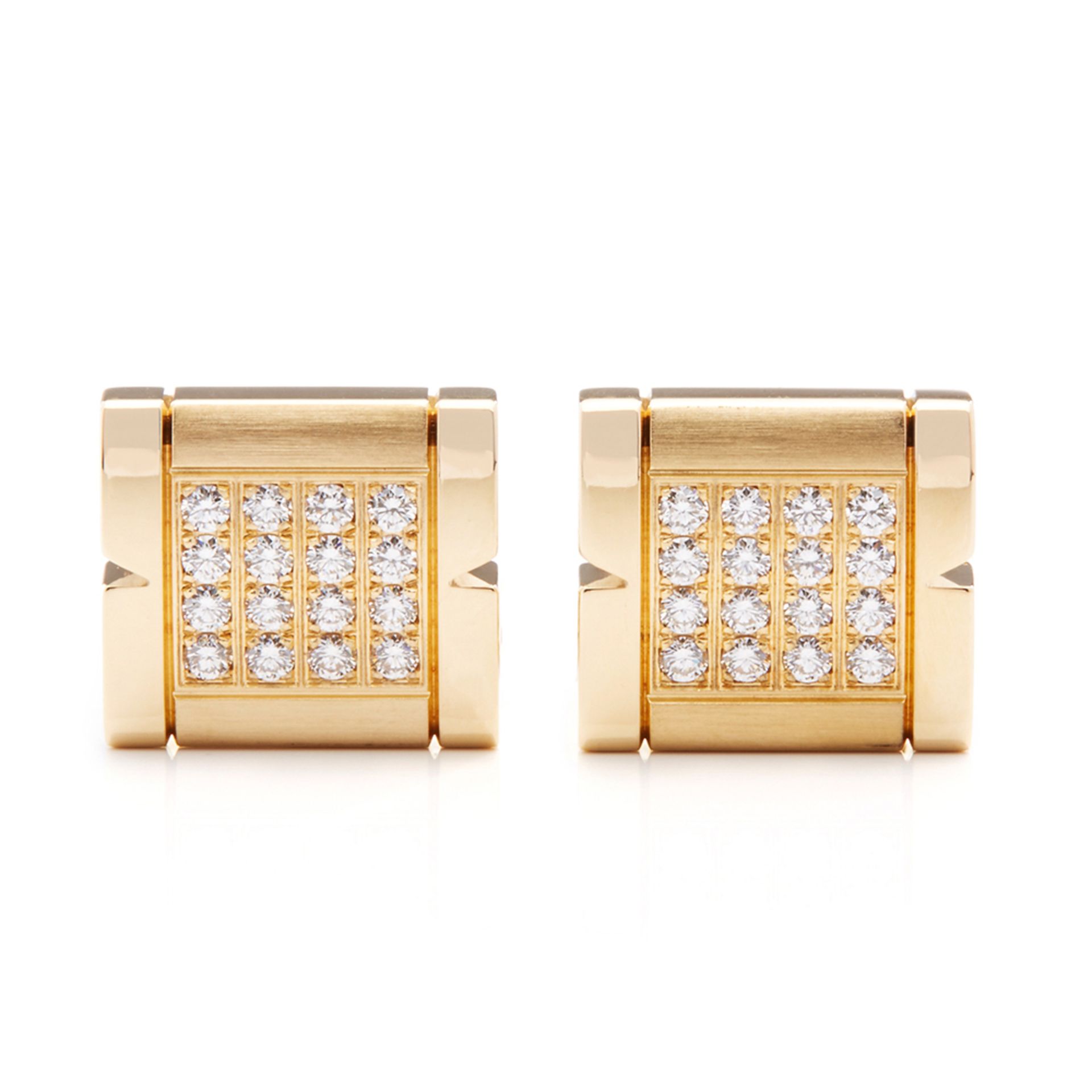 Cartier 18k Yellow Gold Diamond Tank Francaise Cufflinks