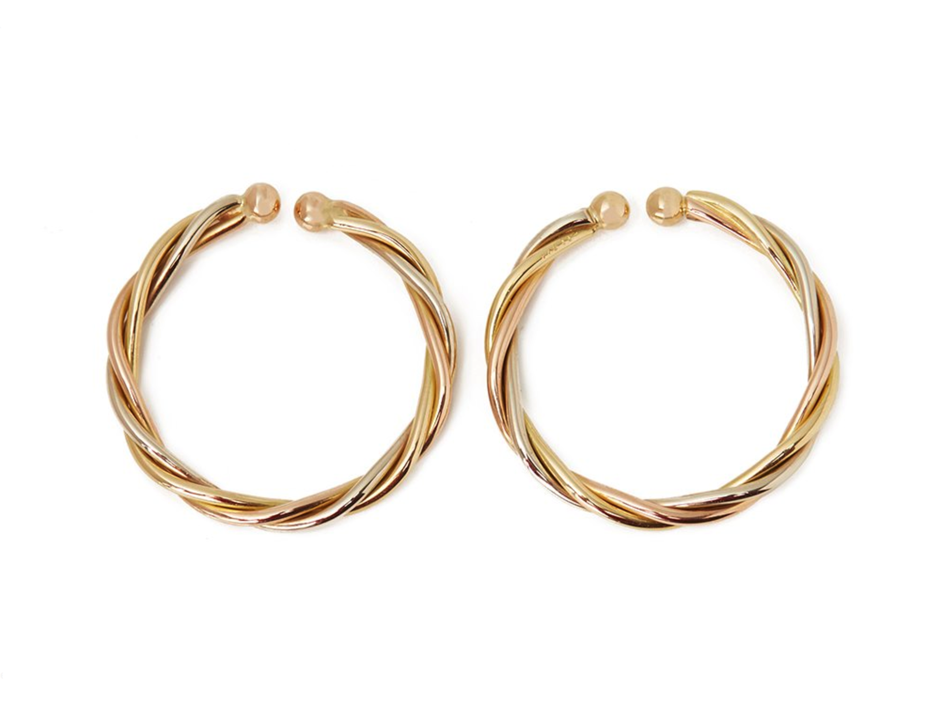 Cartier 18k Yellow, White & Rose Gold Trinity Hoop Earrings - Bild 5 aus 6