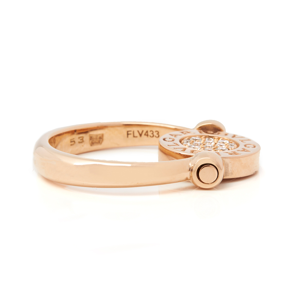 Bulgari 18k Rose Gold Diamond Flip Ring - Image 5 of 10