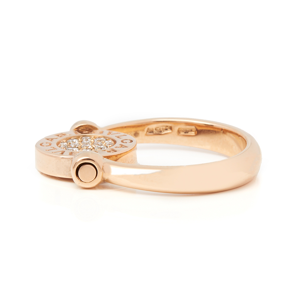 Bulgari 18k Rose Gold Diamond Flip Ring - Image 4 of 10