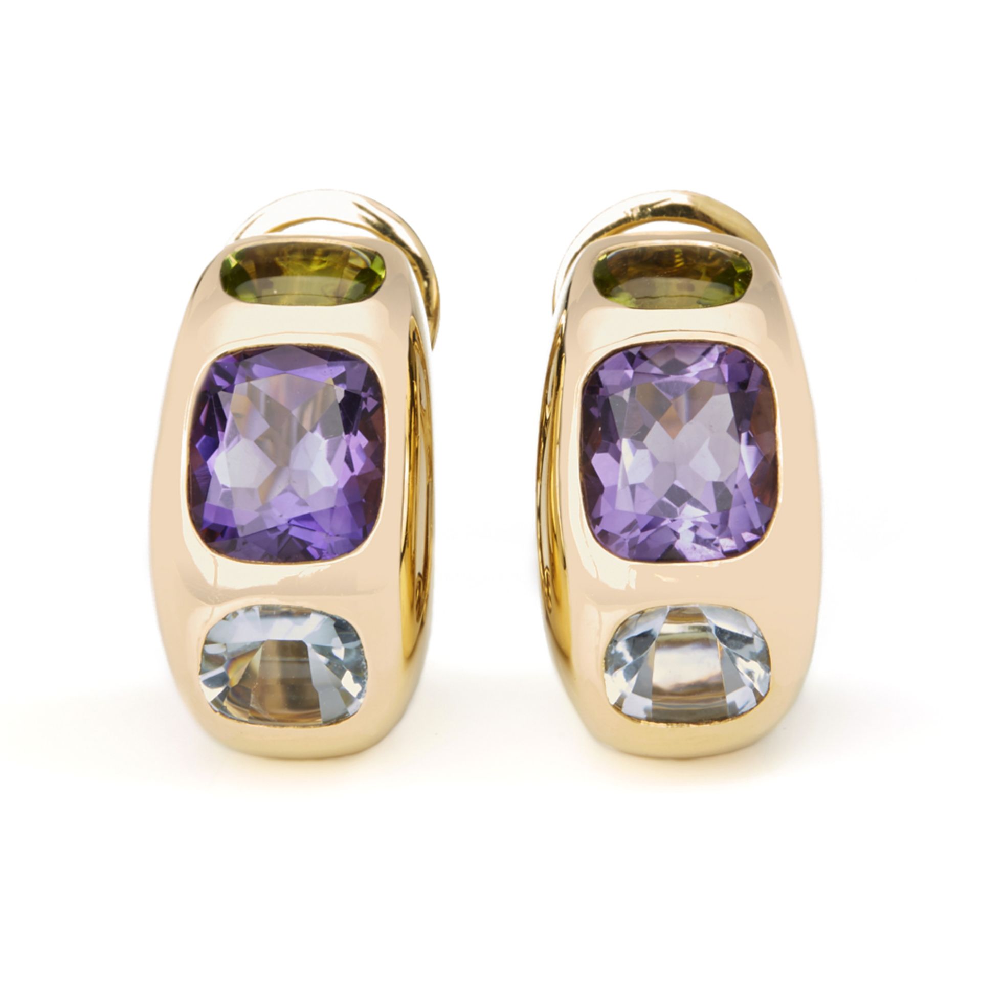 Chanel 18k Yellow Gold Amethyst Peridot Baroque Earrings - Image 8 of 10