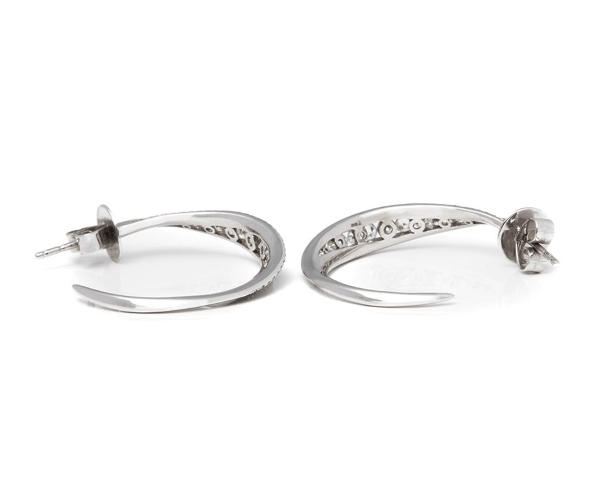 Mappin & Webb 18k White Gold Diamond Hoop Earrings - Image 4 of 12