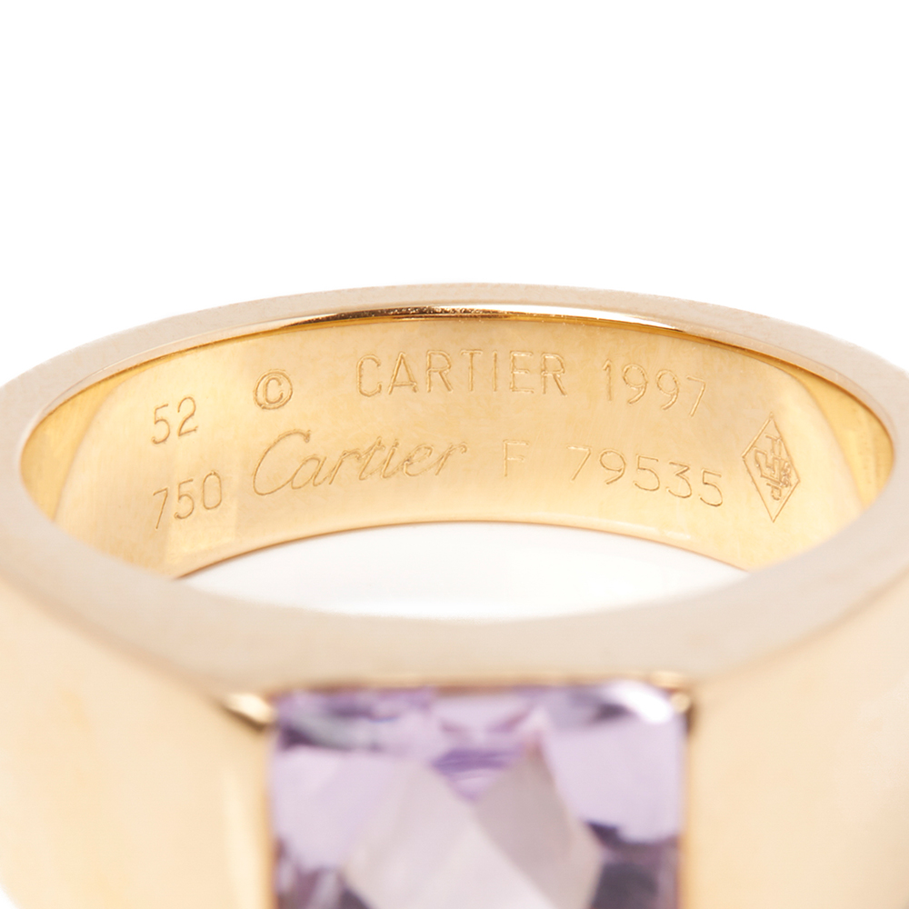 Cartier 18k Yellow Gold Amethyst Tank Ring - Image 6 of 6