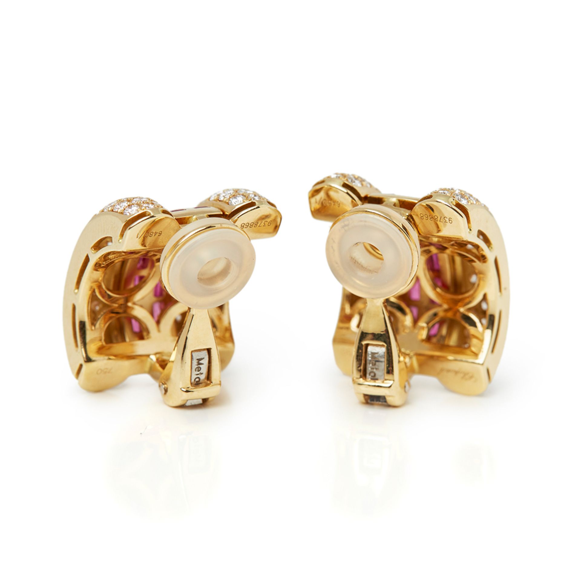 Chopard 18k Yellow Gold Ruby & Diamond La Strada Earrings - Image 4 of 9