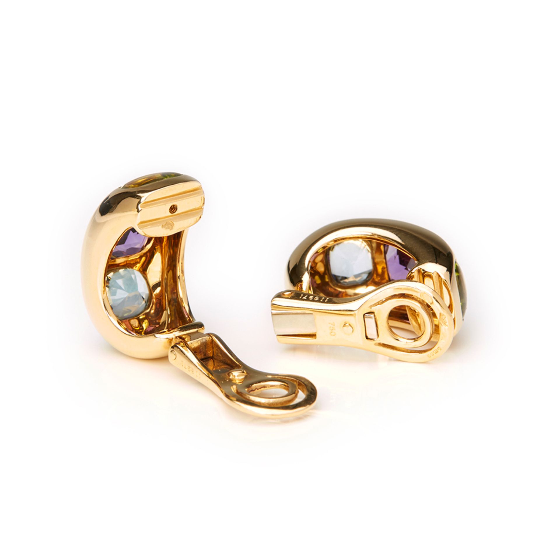 Chanel 18k Yellow Gold Amethyst Peridot Baroque Earrings - Bild 5 aus 10