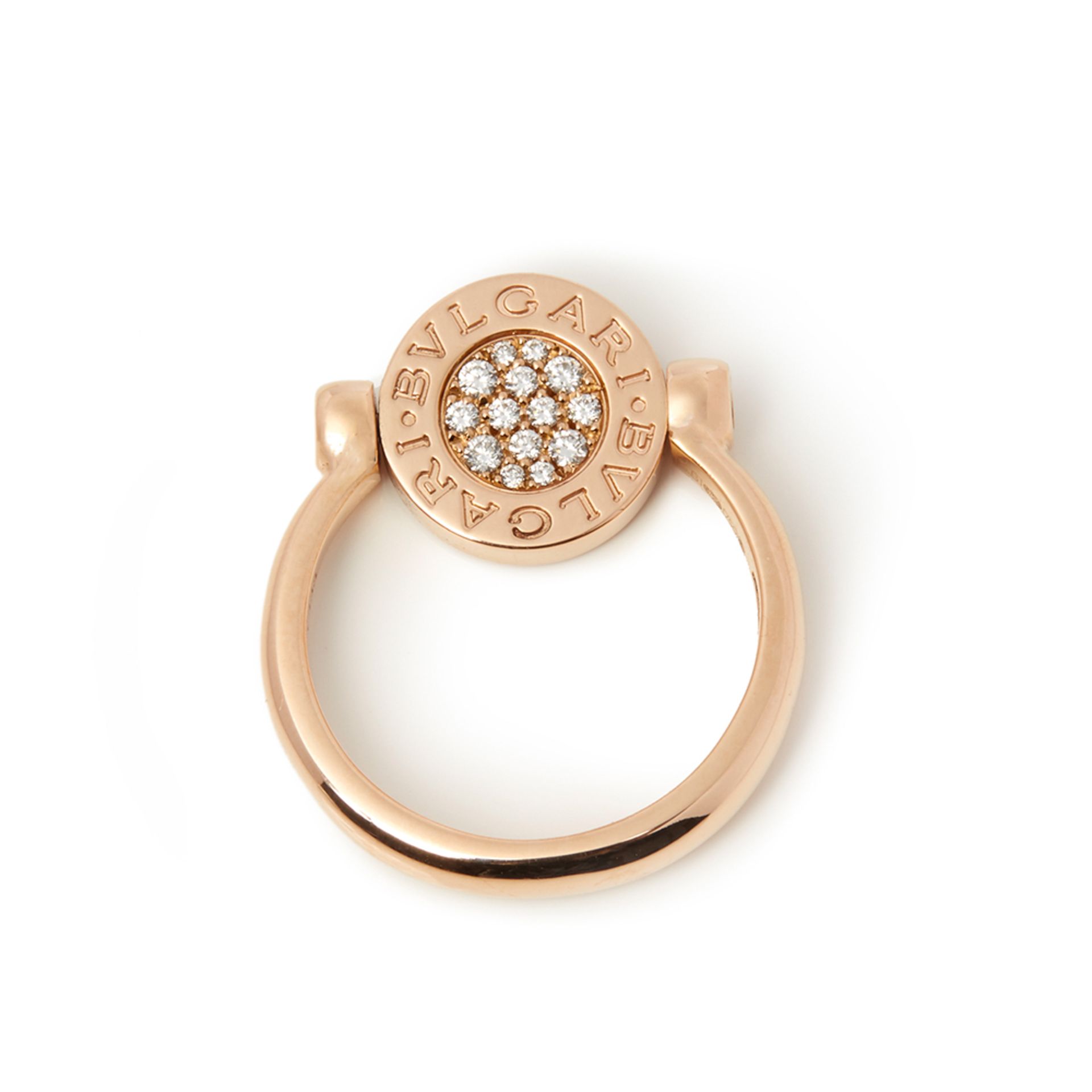 Bulgari 18k Rose Gold Diamond Flip Ring - Image 6 of 10