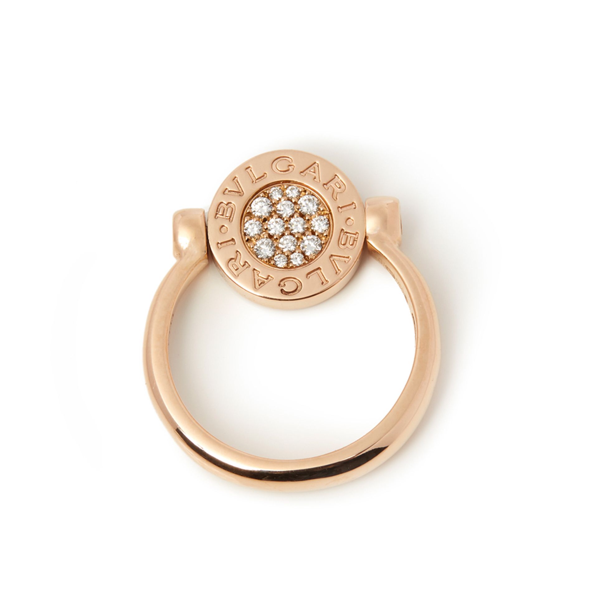 Bulgari 18k Rose Gold Diamond Flip Ring - Bild 6 aus 10