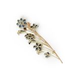 Tiffany & Co. 14k Yellow & Rose Gold Sapphire & Diamond Retro Brooch