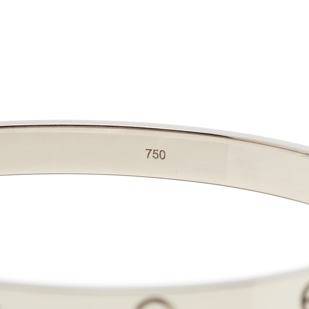 Cartier 18k White Gold Love Bracelet Size 21 - Image 7 of 9