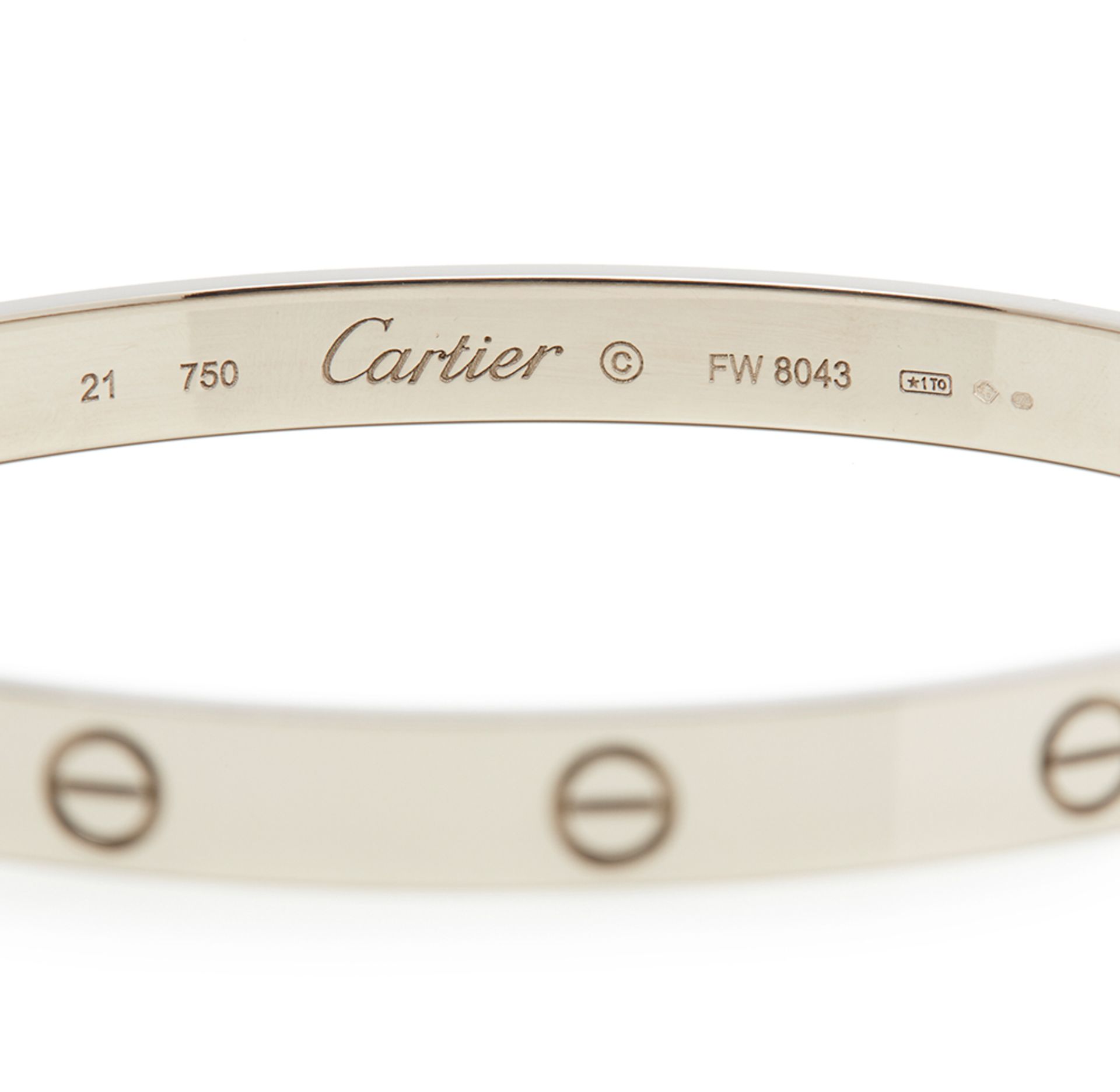 Cartier 18k White Gold Love Bracelet Size 21 - Bild 8 aus 9