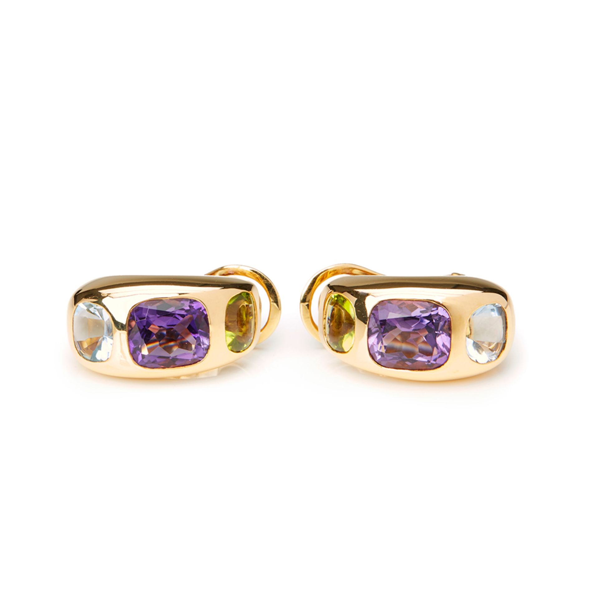 Chanel 18k Yellow Gold Amethyst Peridot Baroque Earrings - Image 2 of 10