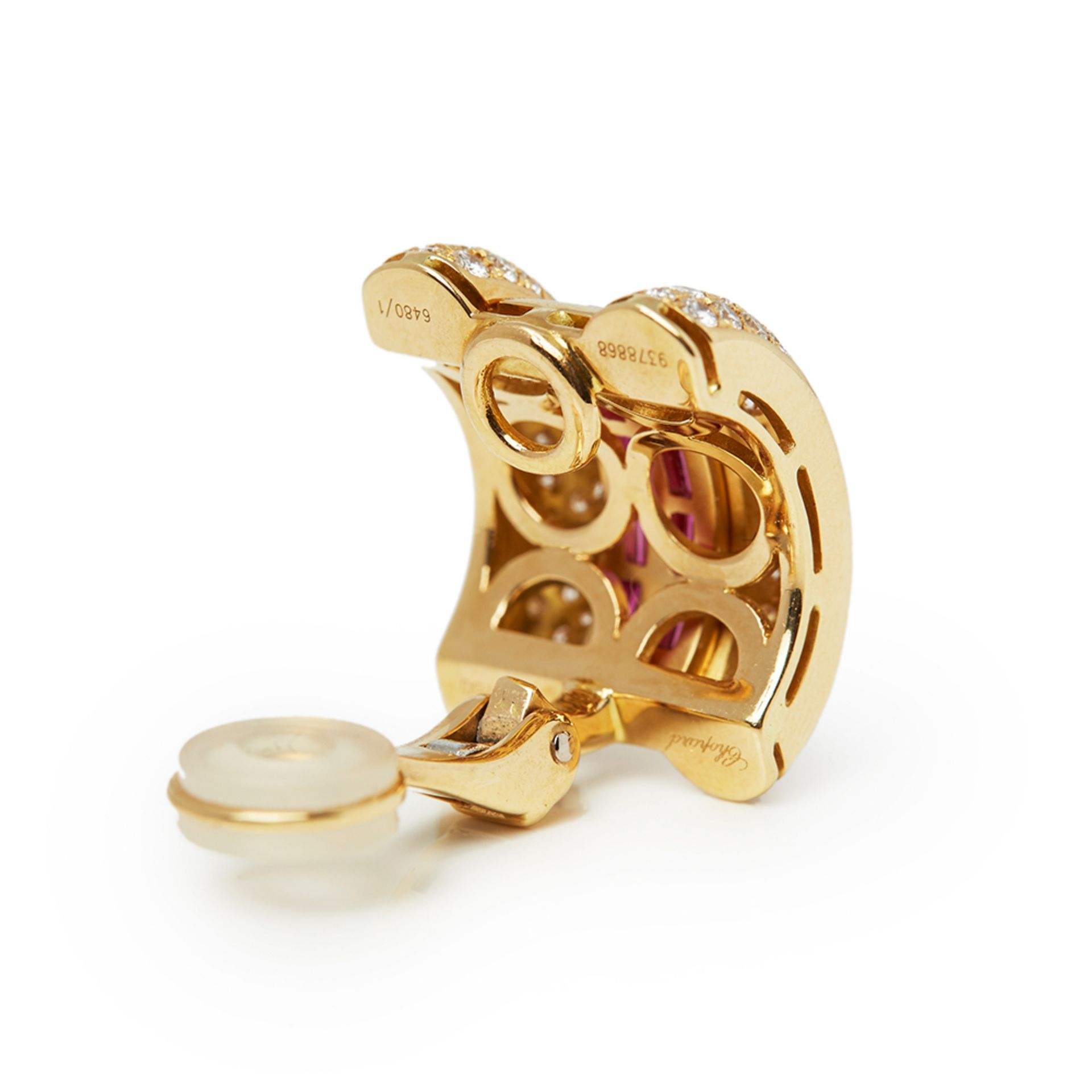 Chopard 18k Yellow Gold Ruby & Diamond La Strada Earrings - Bild 6 aus 9