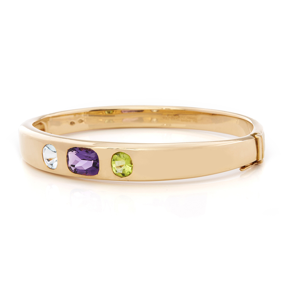 Chanel 18k Yellow Gold Amethyst Peridot Baroque Bracelet - Image 7 of 9