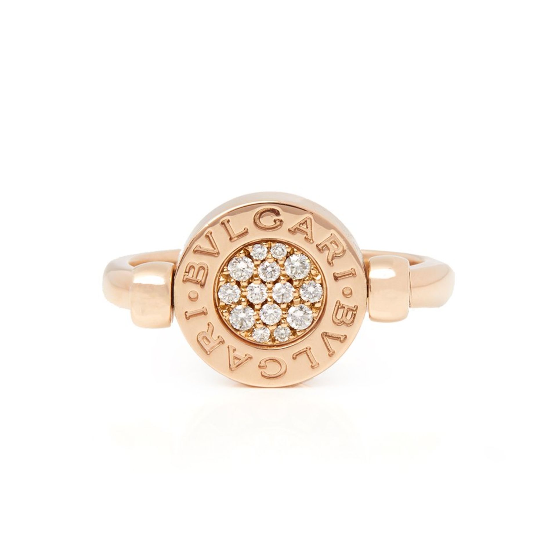 Bulgari 18k Rose Gold Diamond Flip Ring - Bild 2 aus 10