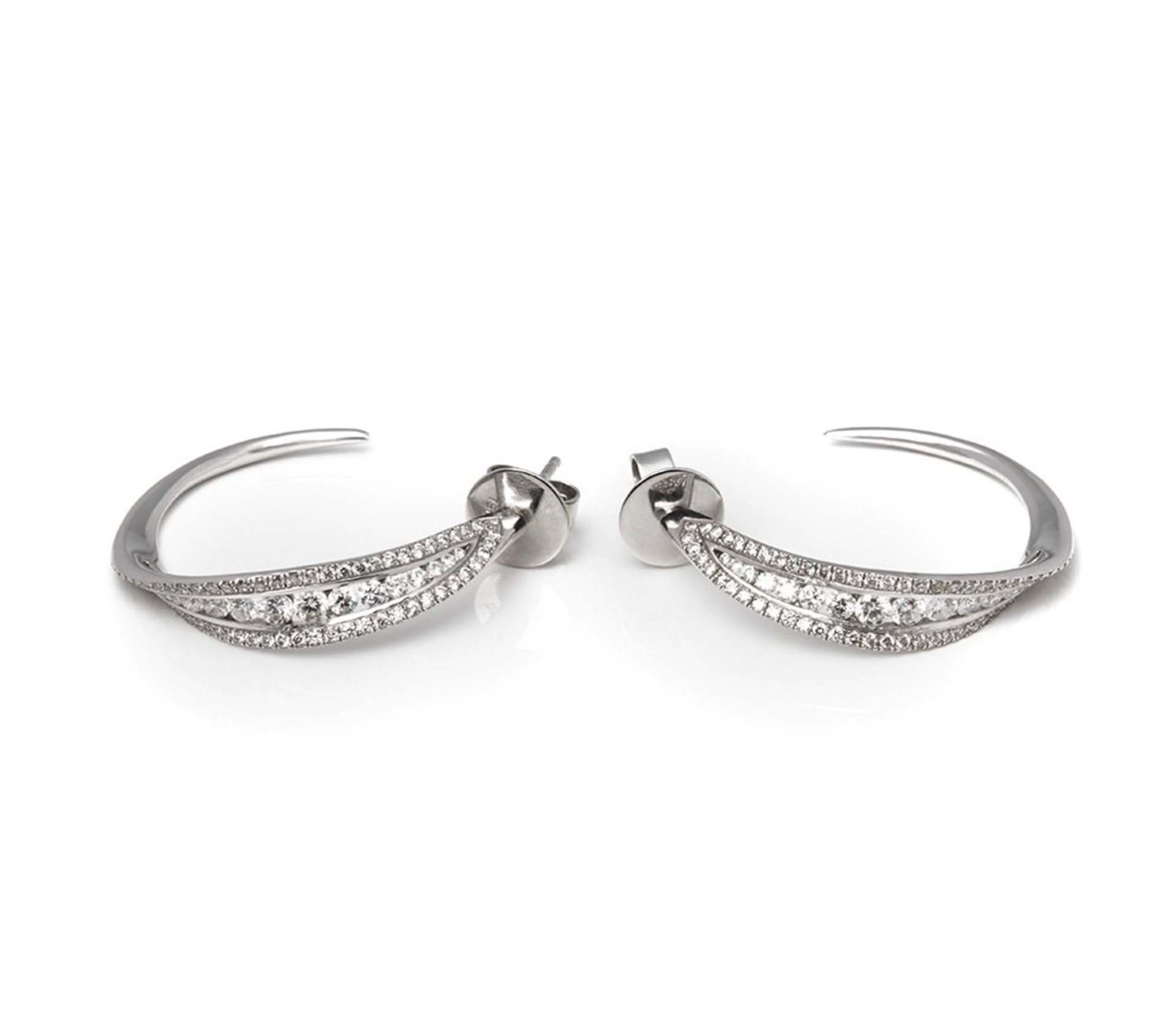 Mappin & Webb 18k White Gold Diamond Hoop Earrings