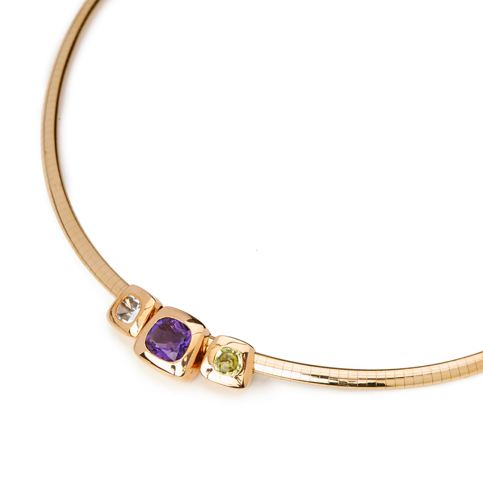 Chanel 18k Yellow Gold Amethyst Peridot Baroque Necklace