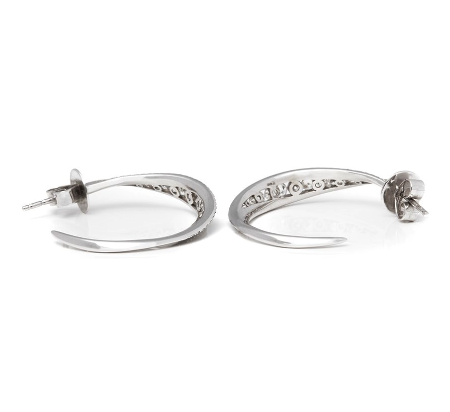 Mappin & Webb 18k White Gold Diamond Hoop Earrings - Image 9 of 12