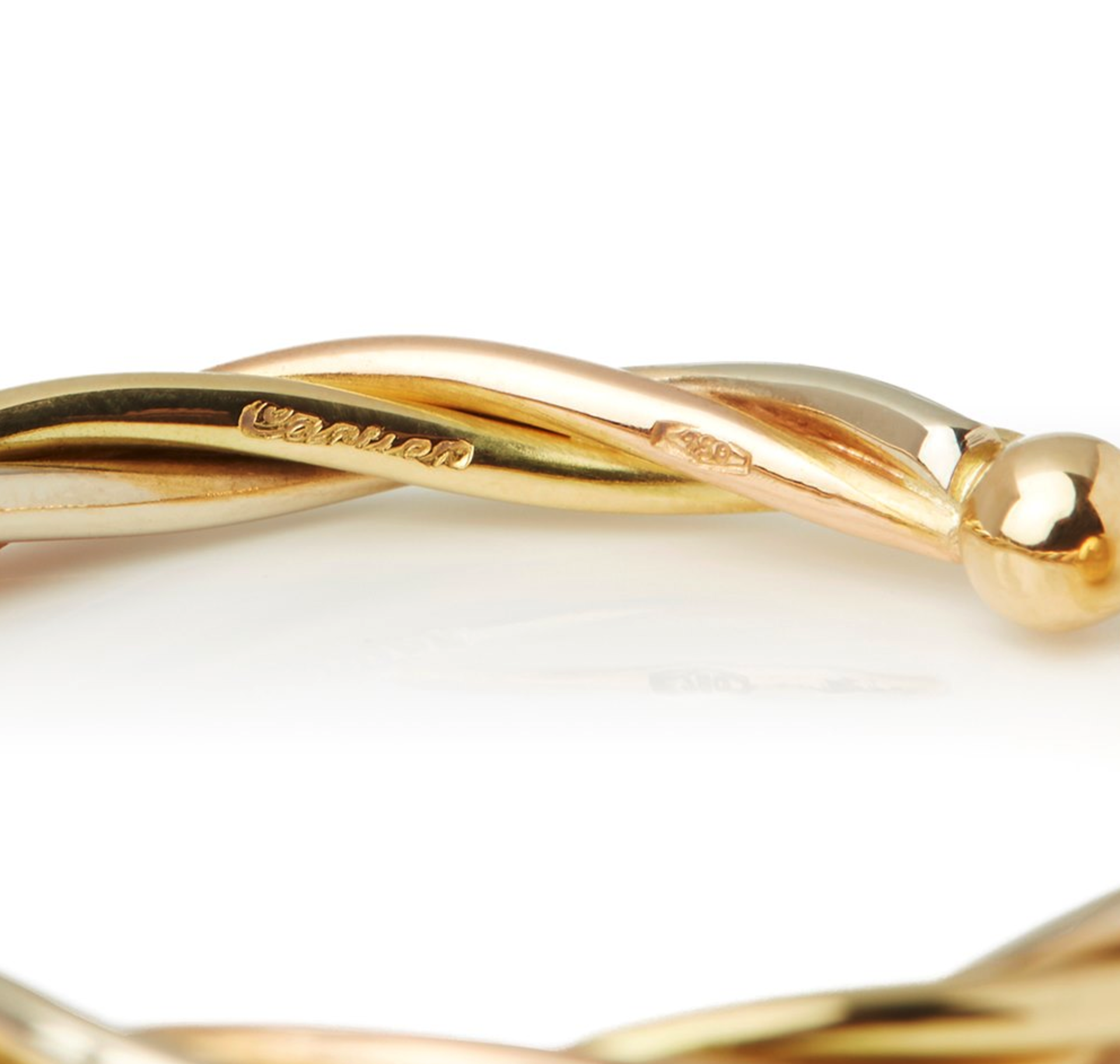 Cartier 18k Yellow, White & Rose Gold Trinity Hoop Earrings - Image 3 of 6