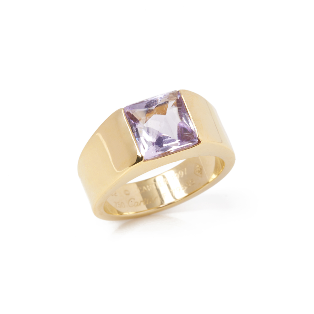 Cartier 18k Yellow Gold Amethyst Tank Ring