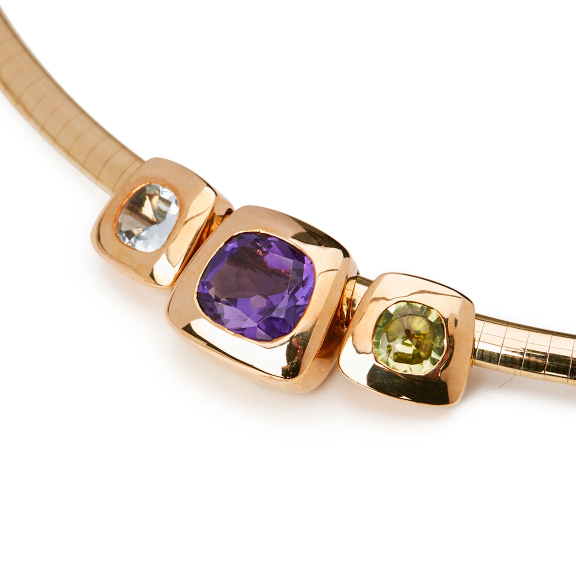 Chanel 18k Yellow Gold Amethyst Peridot Baroque Necklace - Image 2 of 7