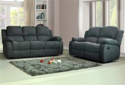 3 Seater Plus 2 Seater Valencia Charcoal Fabric Manual Reclining Sofas