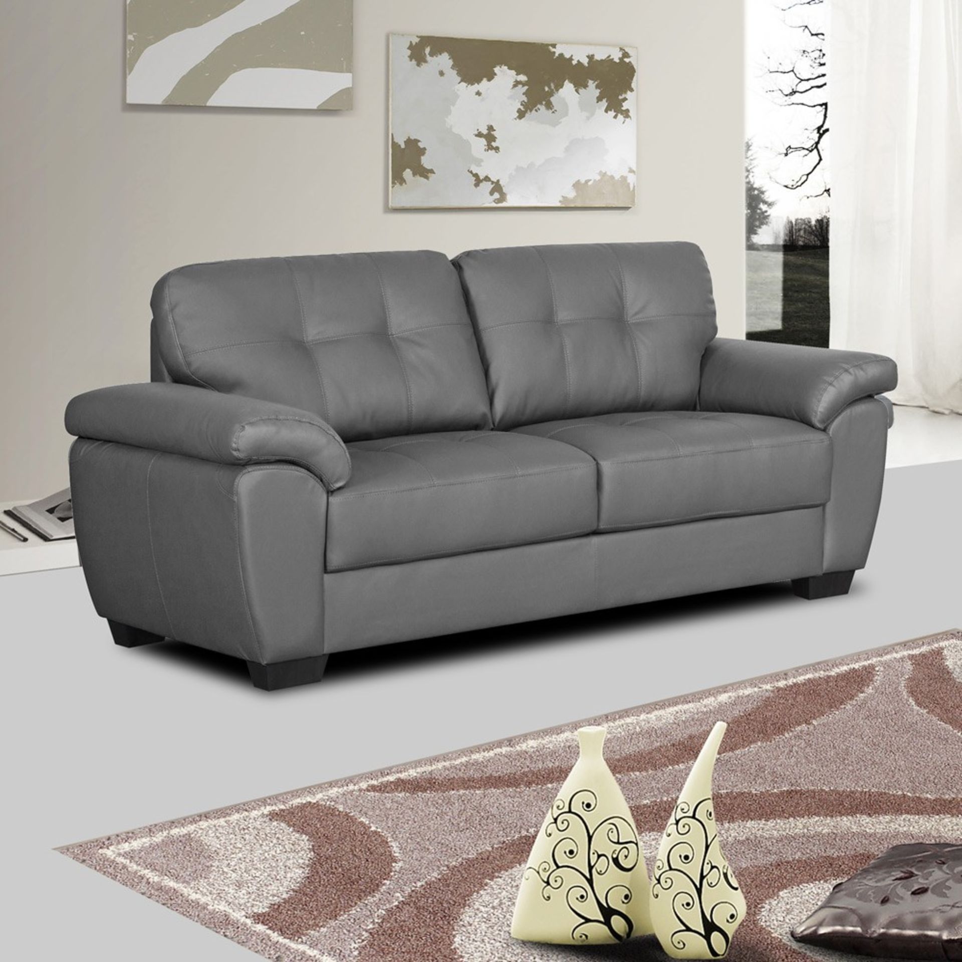 Brand New Boxed Sammi 3 Seater Sofa Plus 2 Matching Arm Chairs In Gun Metal Grey - Bild 2 aus 2