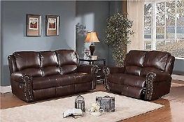 Brand New 3 Seater Plus 2 Seater Salisbury Deluxe Brown Leather Reclining Sofas