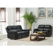 Brand New Boxed 3 Seater Plus 2 Seater Berlin Black Leather Reclining Sofasæ
