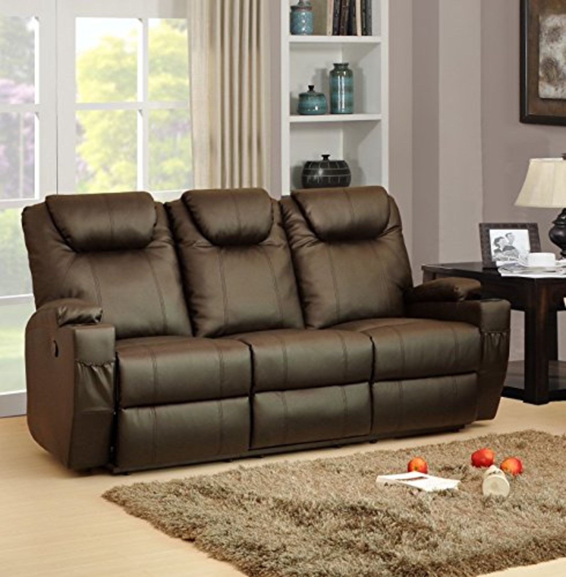 Brand New Boxed 3 Seater Plus 2 Seater Lazyboy Brown Leather Manual Reclining Sofas - Bild 2 aus 2
