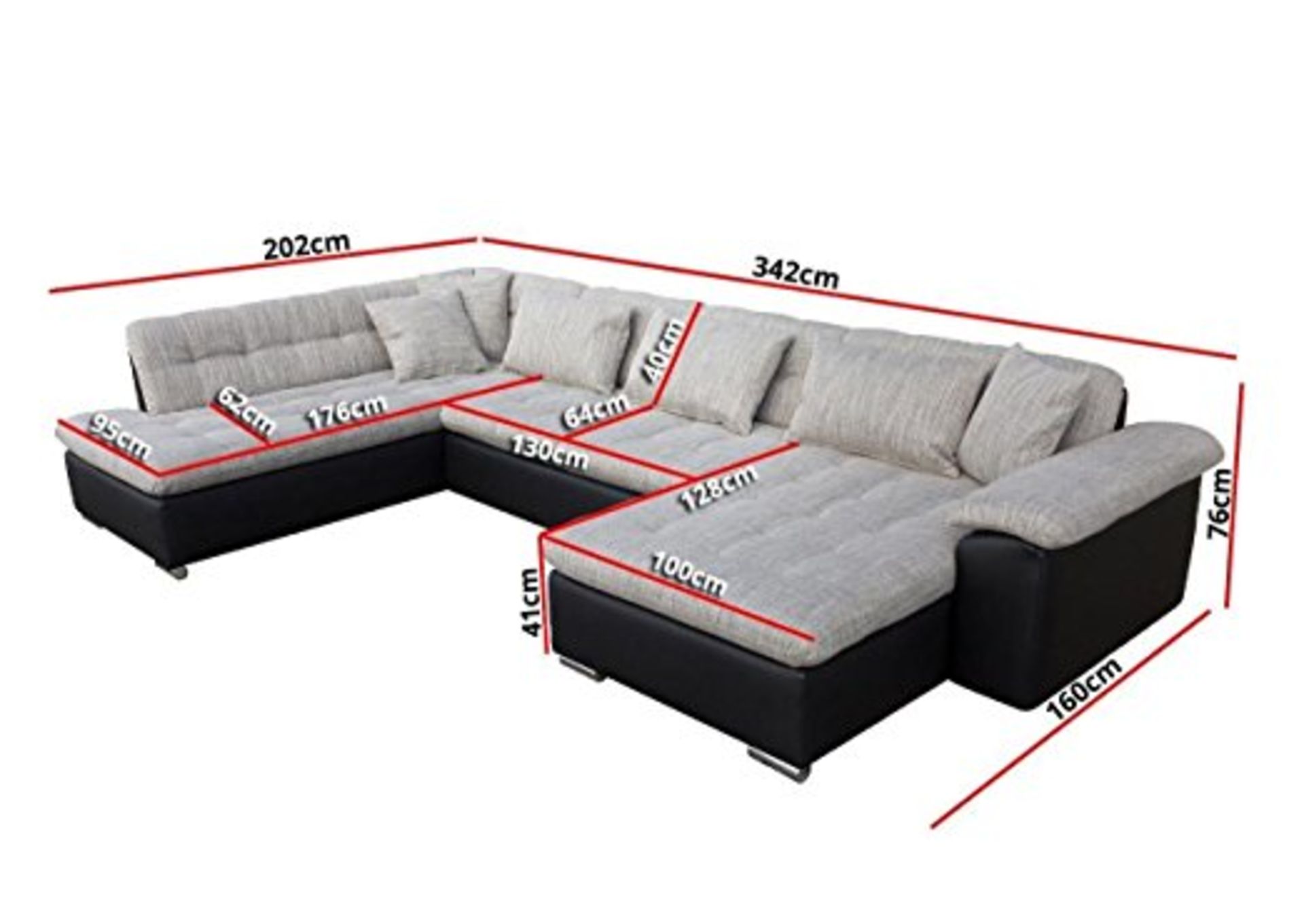 Salerno Right Hand Facing Large Corner Storage Sofa Bed In Viper Black/Jumbo Grey - Image 2 of 2