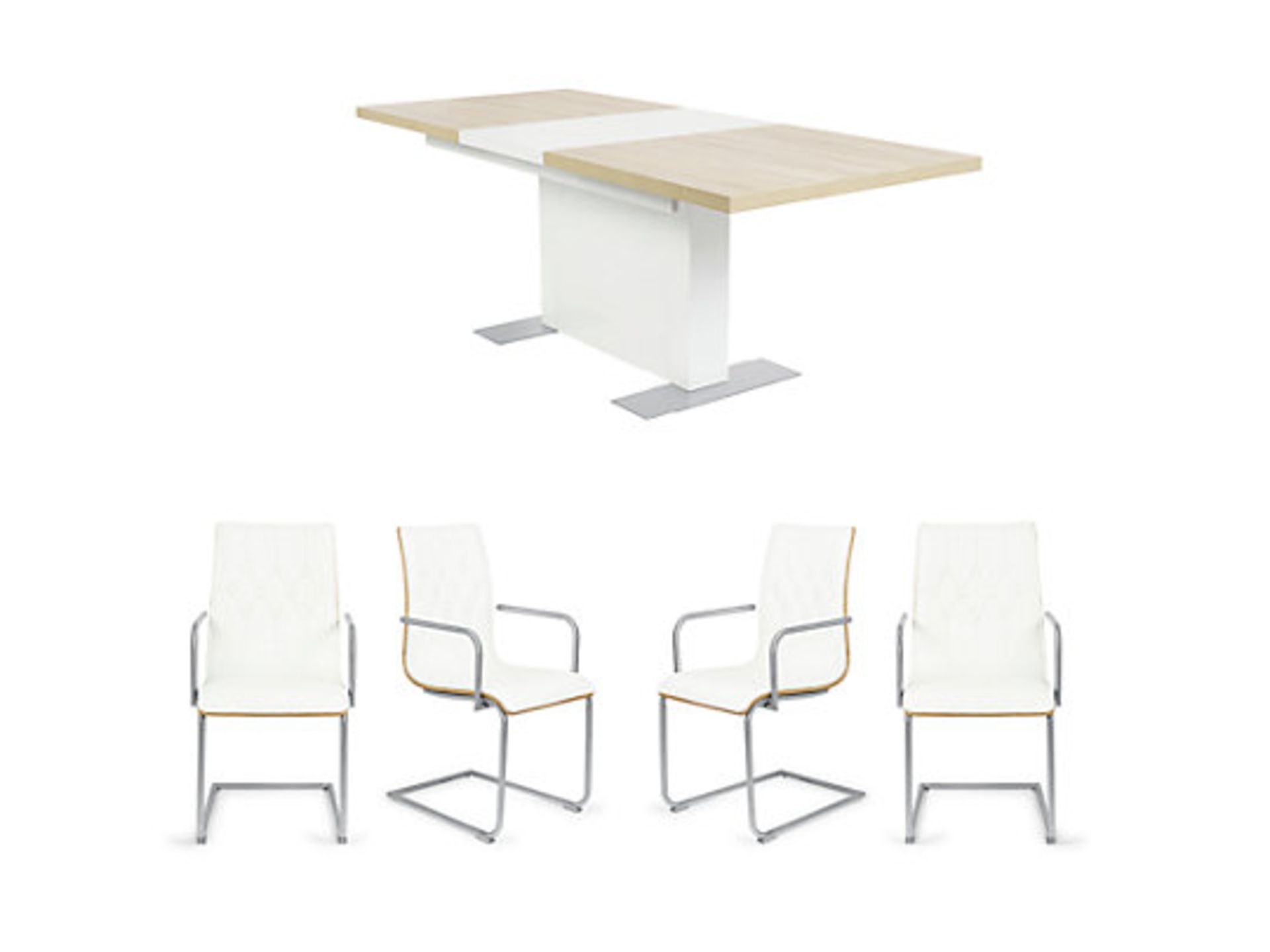 Brand New Boxed Vieux White Extending Dining Table - Bild 2 aus 2